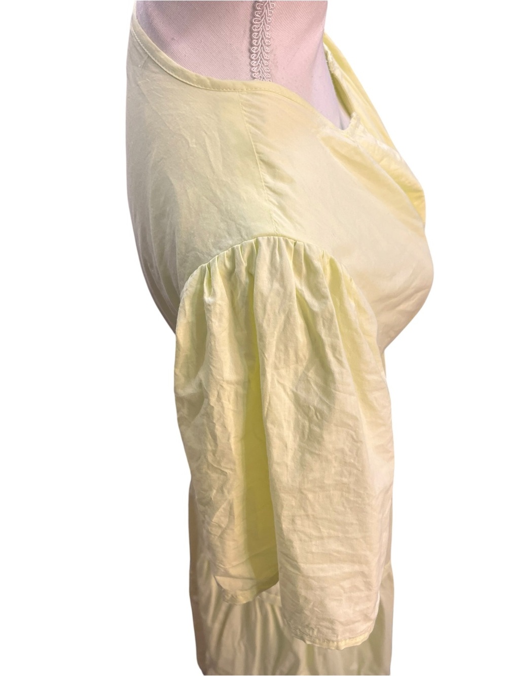 Haute Hippie Style Yellow Cotton Midi Dress Eyelet Hem Smocked Waist M - Picture 8 of 14